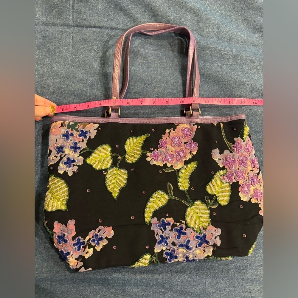Christiana Lapetina vintage beaded lilac silk bag satchel tote black purple